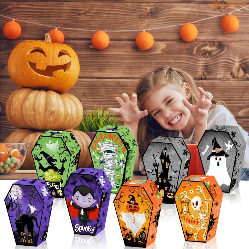 K1AE 12Pcs Halloween Tombstone Gift Boxes 16x6x5CM Paper Cookie Candy Packaging Boxes