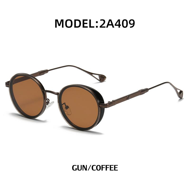 Vintage Oval Frame Men'S Sunglasses Premium Side Bag Small Frame Sunglasses Fashion Trendy Metal Full Frame Glasses