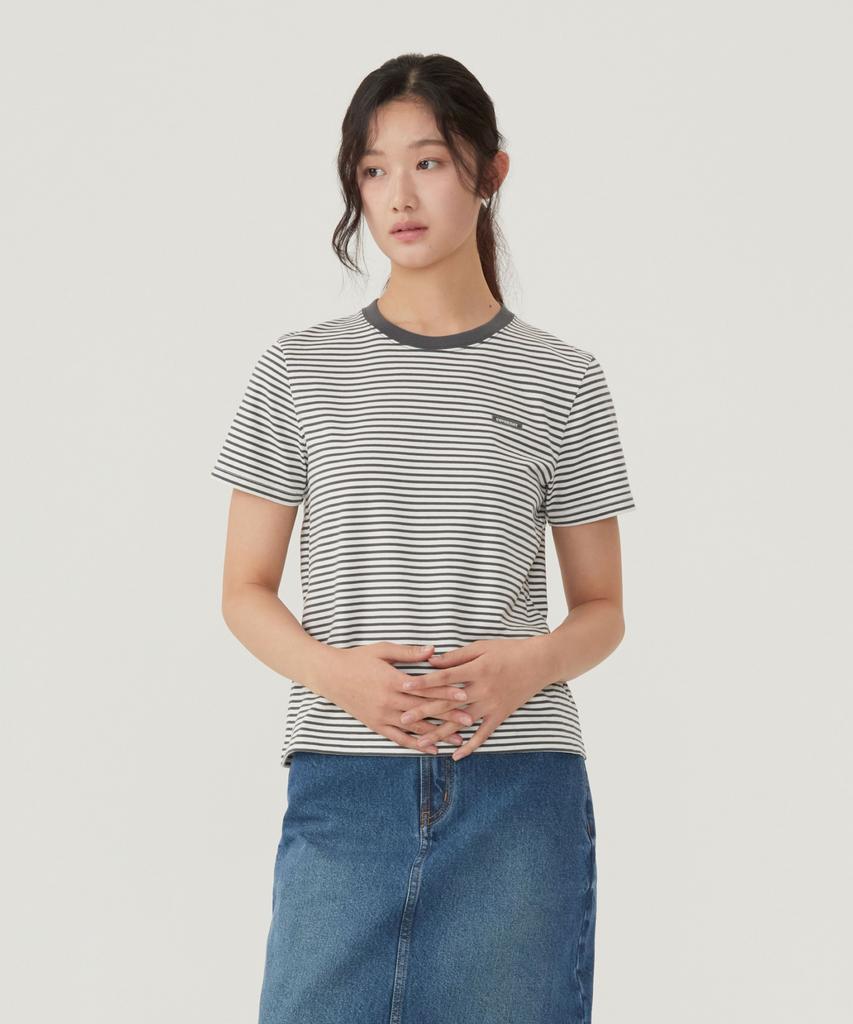 COVERNAT WOMAN Striped T-Shirt Charcoal