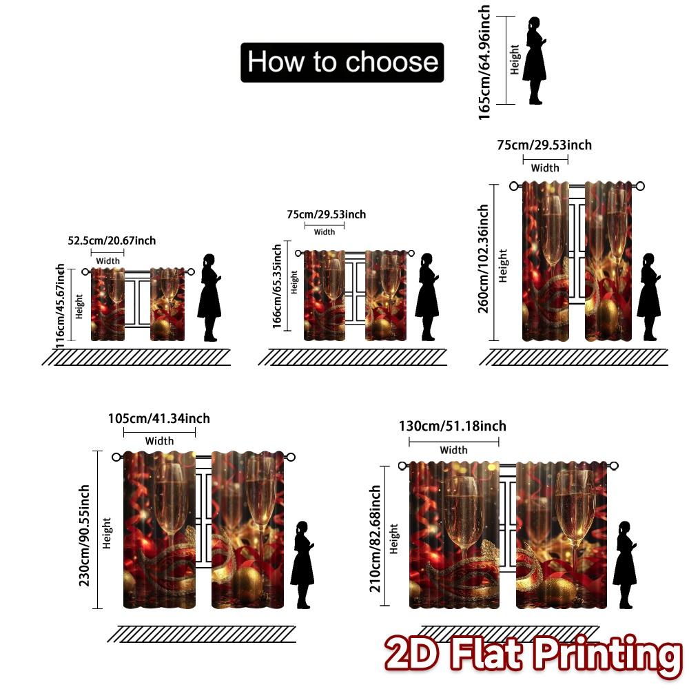 Set Of 2 Flat Printing Curtains Without Rod Masquerade Sparkle Popular Window Treatment Fabric Holiday Made Polyester