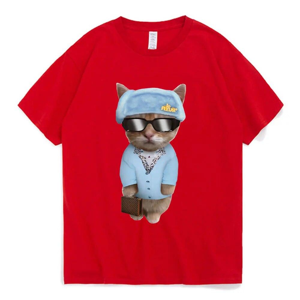 Lustige El Gato traurig weinende Katze Munchkin Kitty Meme trendige Grafik T-shirt Mode Kurzarm T Shirt Unisex Frauen Casual Baumwolle T-Shirt