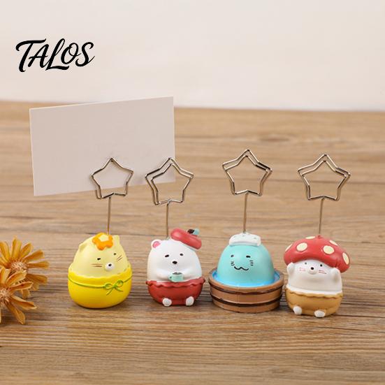 Star-shaped Metal Display Stand Animal Shaped Resin Note Holder, Cute Desk Memo Photo Clip Stand, Blue Dumpling Figure Creative Office Desktop Decor,