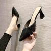 Spring 2025 Women's Chunky Heeled Pointed-Toe Mules - Cool, Stylish Fairy Style