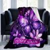 1PC Custom Name Purple Butterfly Fantasy flannel blanket versatile,all-season throw suitable for the living room,bedroom,camping,travel,and gift
