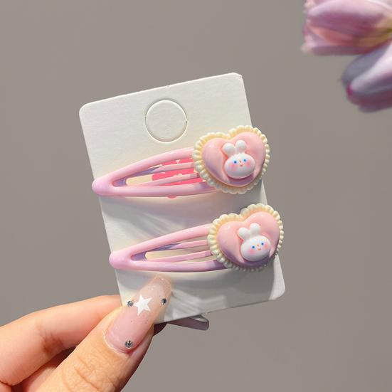 5 Stück Mädchen Haarspange Cartoon Hase Stern Dekor Haarspange Keine Kopfhaut Seitenpony Haarspange Kindliche Haaraccessoires