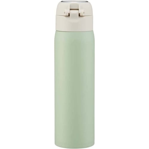 Skater Straw Mug Bottle, 480ml, Insulated Stainless Steel Water Bottle, Dull Green, One-Touch Open, STOT5ST-A