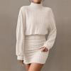 Women's Turtleneck Long Sleeve Ribbed Knit Bodycon Mini Dress Casual Sweater Dress