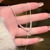 Love transfer bead pendant necklace women's light luxury niche sweater chain simple cold wind collarbone chain accessories