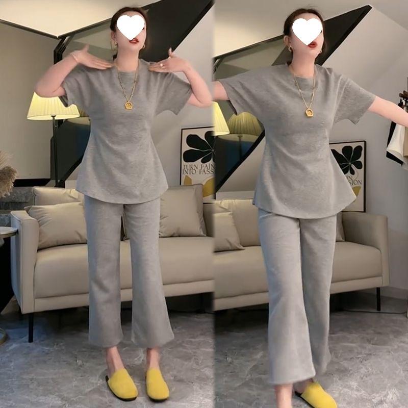 Summer Fashionable Slimming Temperament Can Be Used for Women's Hair, Loose Large Size Short Sleeves, Simple and Western Style Two Pieces