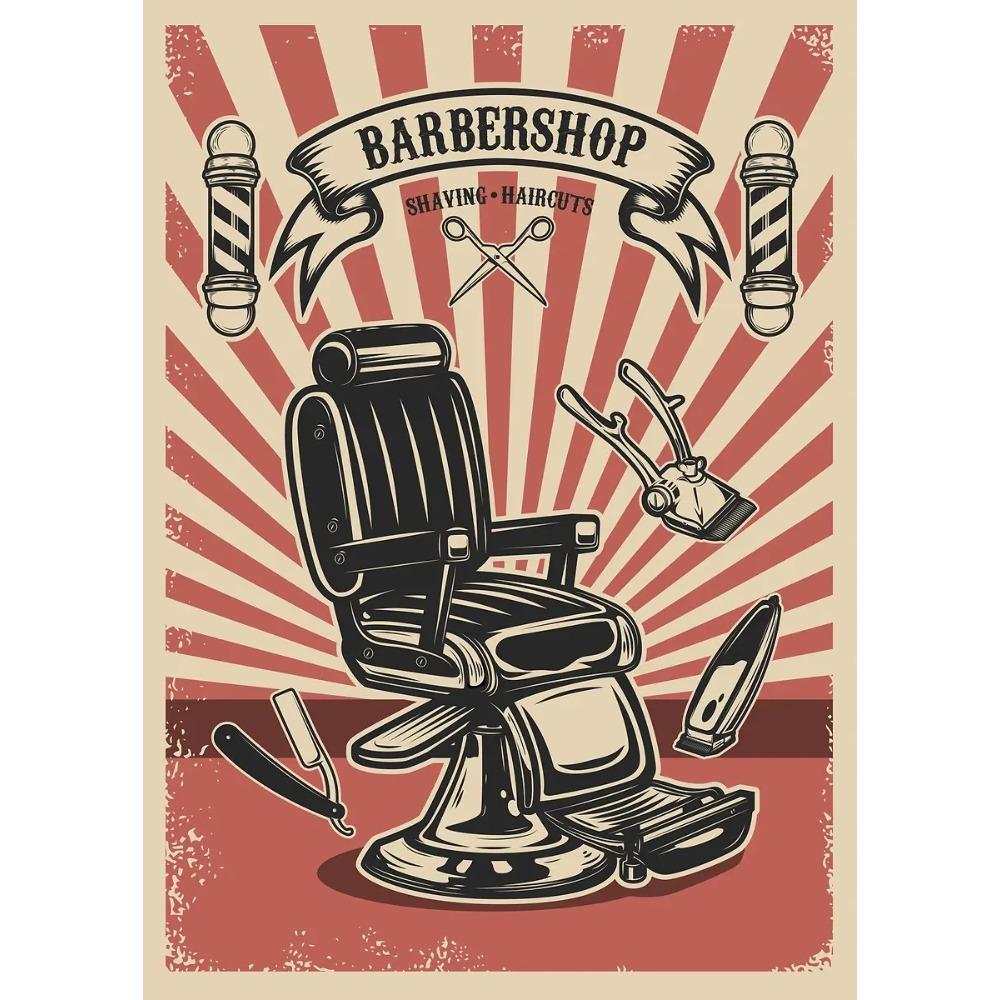 Vintage Friseursalon Poster Klassischer Friseurstuhl Werkzeuge Herrenrasur Drucke Leinwandmalerei Wandkunst Bilder Heim Wohnzimmer Dekor
