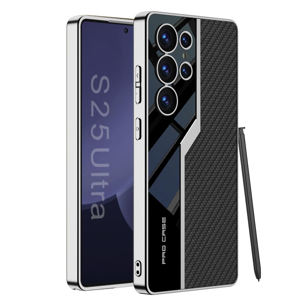 Suitable for Samsung S25ultra Mobile Phone Case S25 Mobile Phone Case S25plus Electroplated Plain Leather Supercar Mobile Phone Case