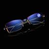 803 Custom Logo Ultra-Light Rimless Presbyopic Eye Glasses Farsighted Anti-Blue Light Reading Glasses for Men Women Square