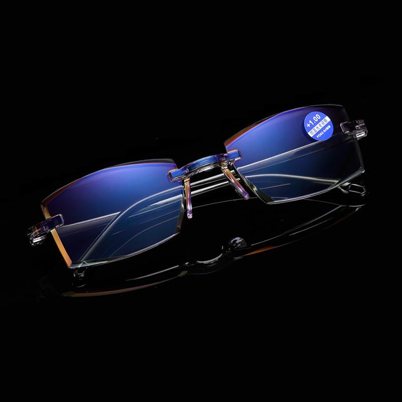 803 Custom Logo Ultra-Light Rimless Presbyopic Eye Glasses Farsighted Anti-Blue Light Reading Glasses for Men Women Square