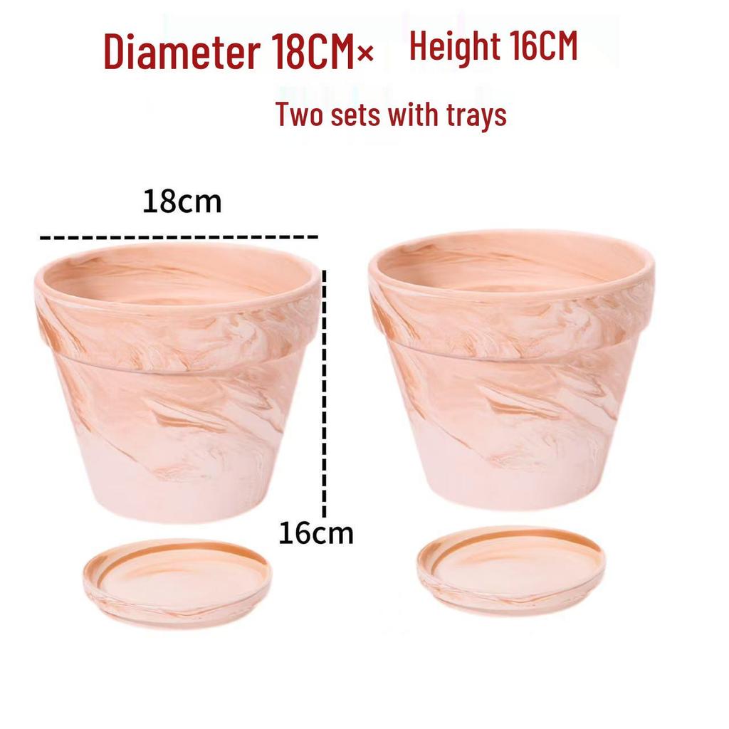 Nordic Style Macchiato Terracotta Flower Pot - Large, Breathable Red Clay with Kiln-Changed Color