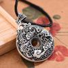 Sterling Silver S999 Unisex Auspicious Cloud & Bat Necklace - Retro Good Luck Peace Buckle Pendant.