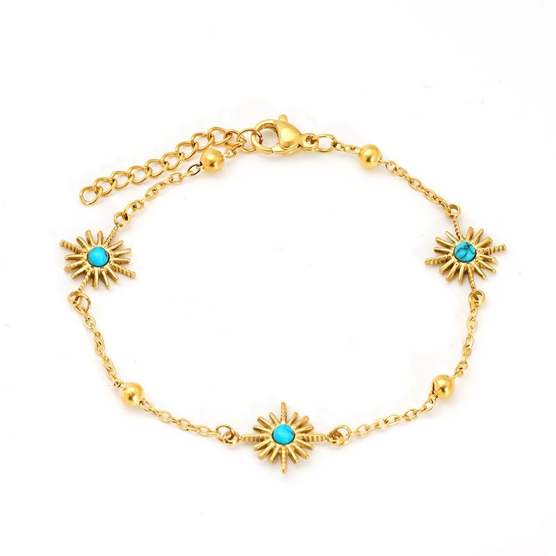 Sunflower Plated Blue Turquoise Zircon High-End Simple Jewelry Bracelet
