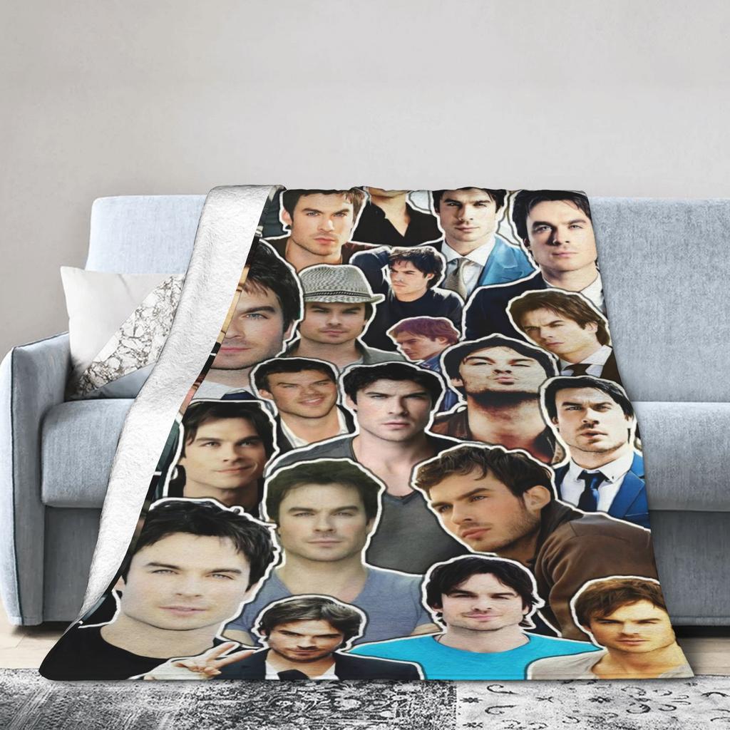 Soft Warm Blankets Travel Office The Vampire Diaries Damon Salvatore TV Series Bedding Throws Flannel Bedspread For Bed Cover