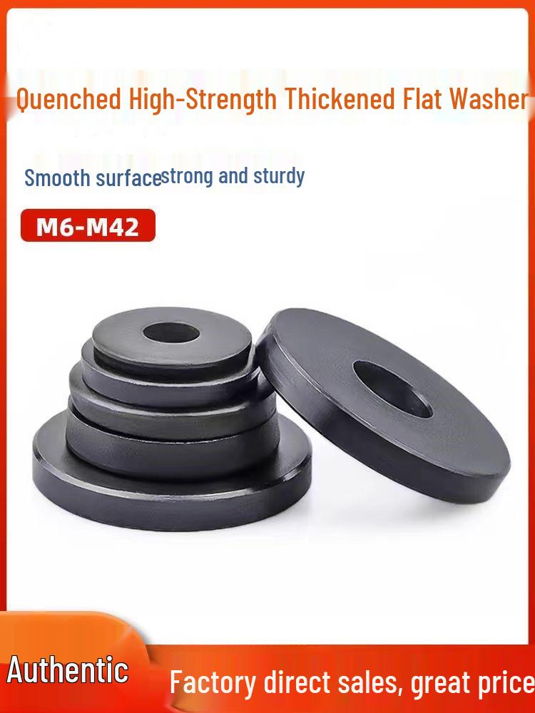 Grade 12.9 Thick Black Iron Flat Washer - Round Metal for M3, M4, M5, M6, M8 Screws