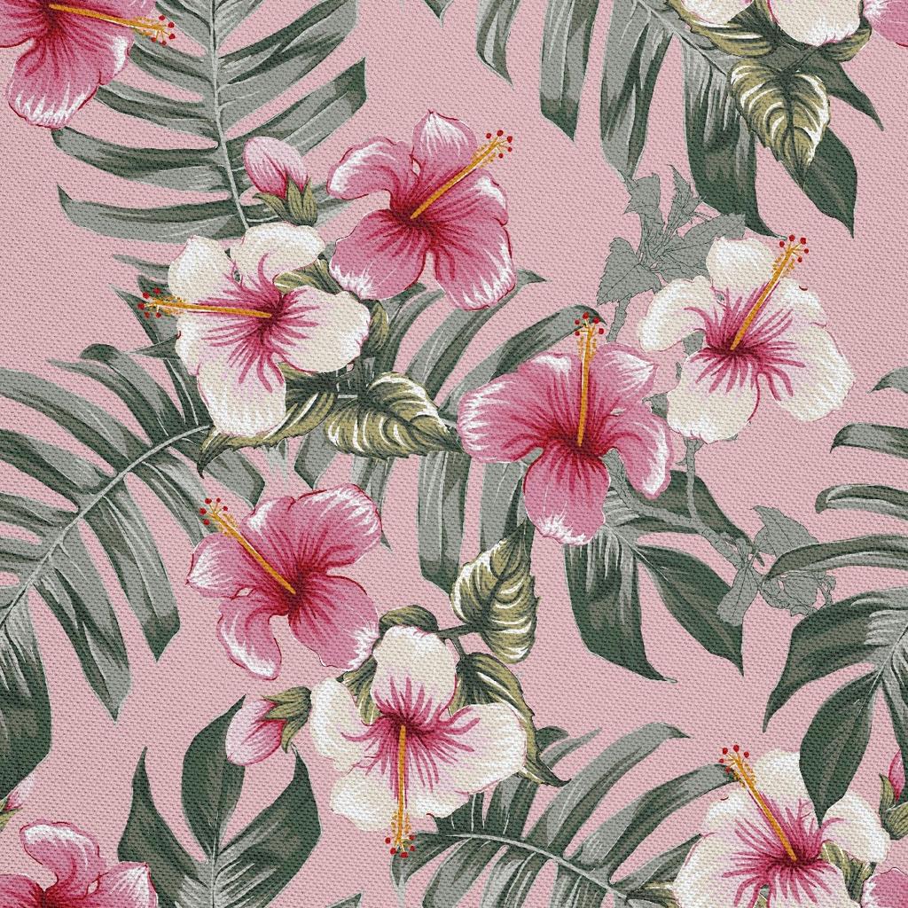 Outdoor Dekostoffe Oxford - Motiv Hibiskus Auf Einem Rosa I Dx666