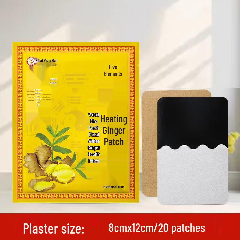 Five Elements Ginger & Mugwort Patch - Neck, Shoulder & Knee Warm Protector with Moxibustion Heating