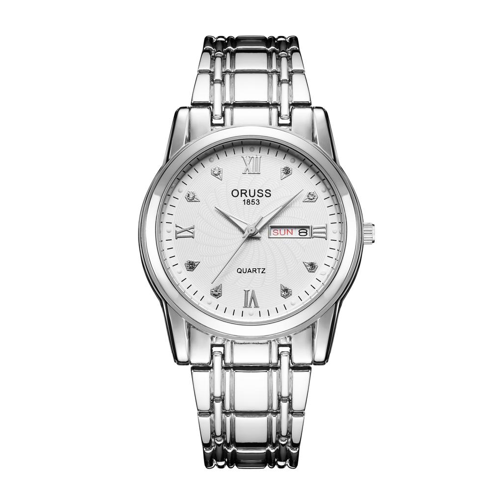 Relógio de quartzo comum automático com ponteiro redondo masculino à prova d'água relógio de calendário duplo