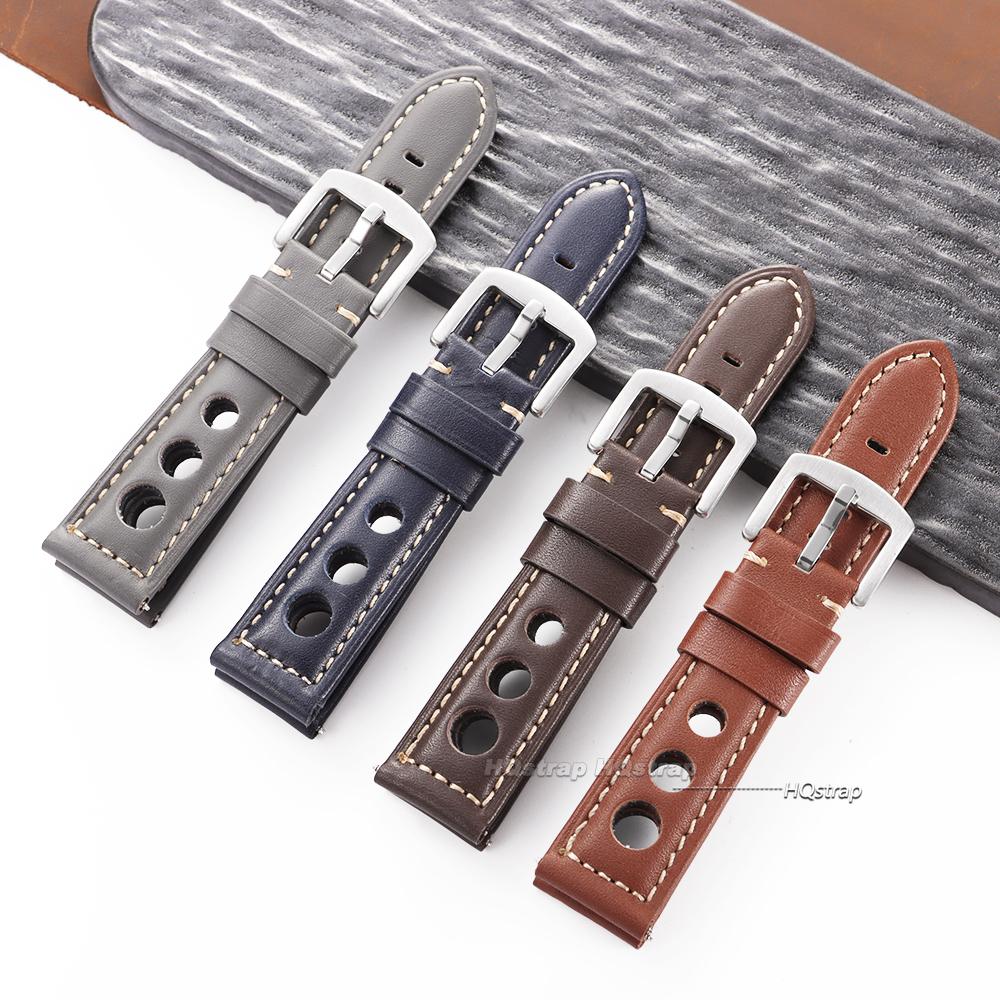 Cowhide Watch Strap Vintage Genuine Leather 20mm 22mm 24mm 26mm Watchband Women Men Watch Band for Seiko Belt with Pin Buckle