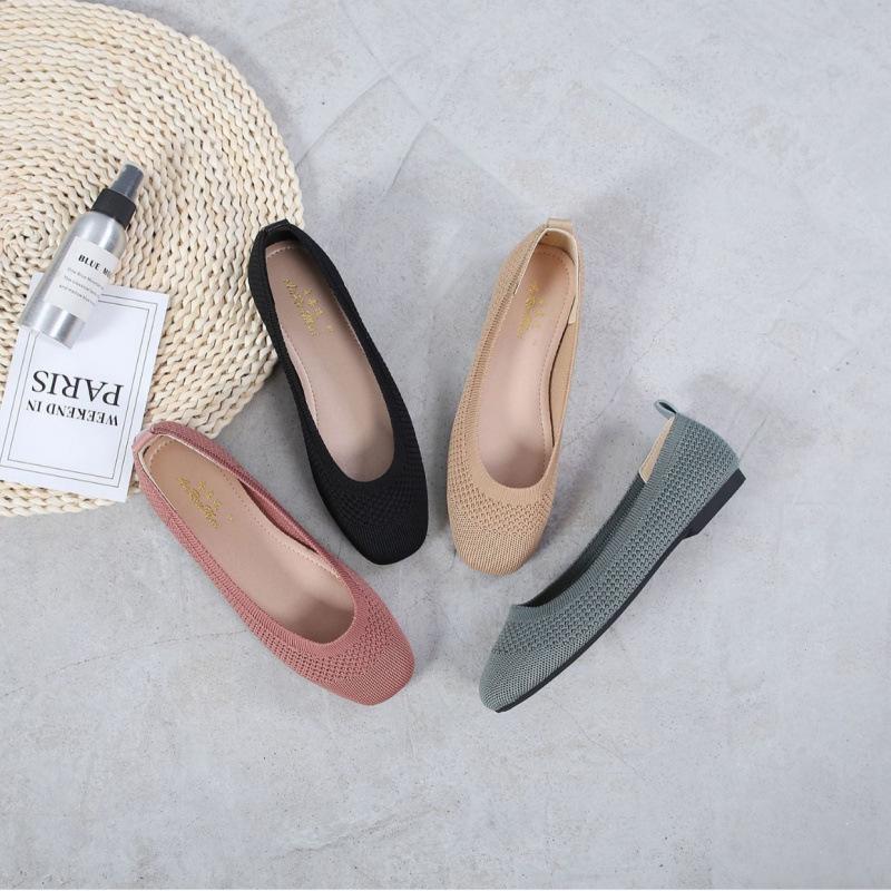 New fly-woven shoes women's comfortable and versatile flat-soled single shoes breathable women's shoes maternity shoes flat heels