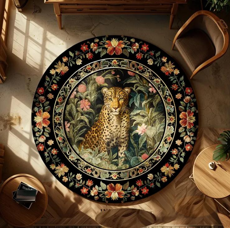 Tree of Life Rug William Morris Rug Carpet Morris Style Art Botanical Leaves Circle Carpet Floral Accent Rug Nature Round Rugs