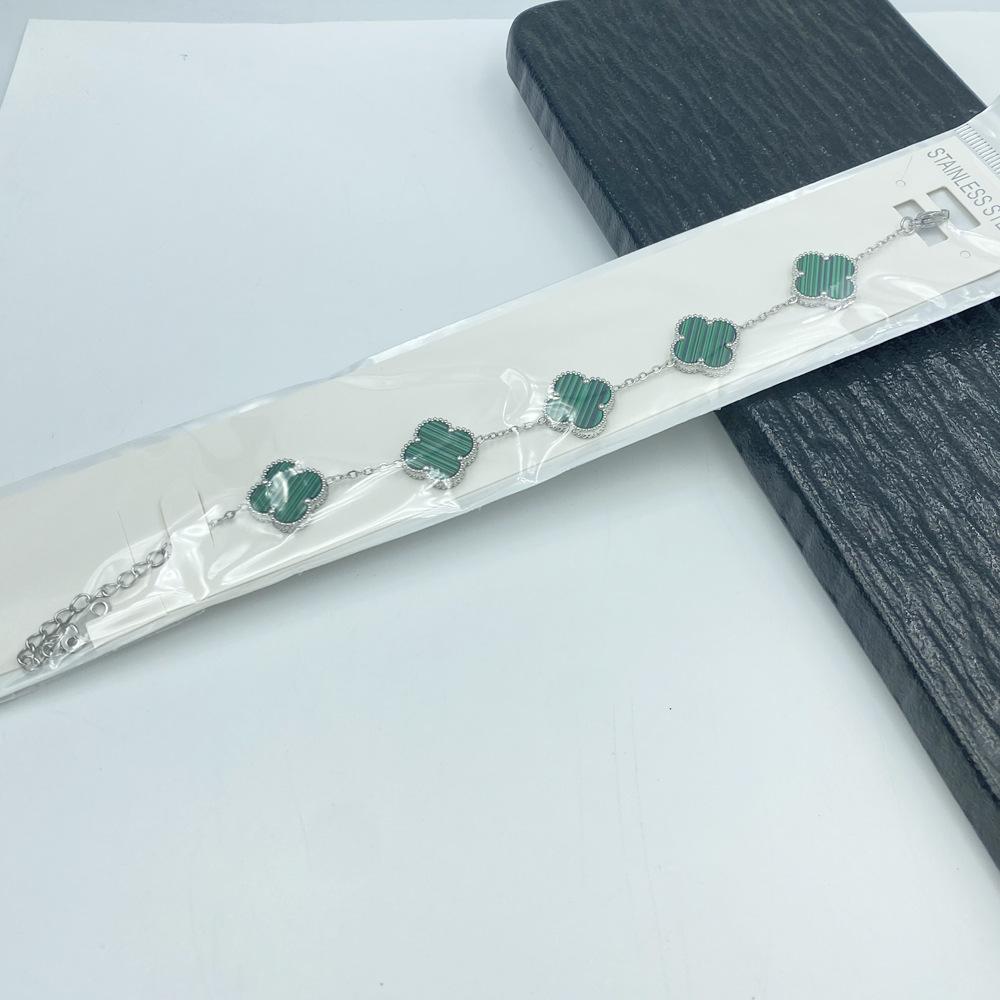 15MM Titanová ocel Čtyřlístek Pět květů Náramek Vysoce kvalitní Neztrácí barvu Dámský náramek