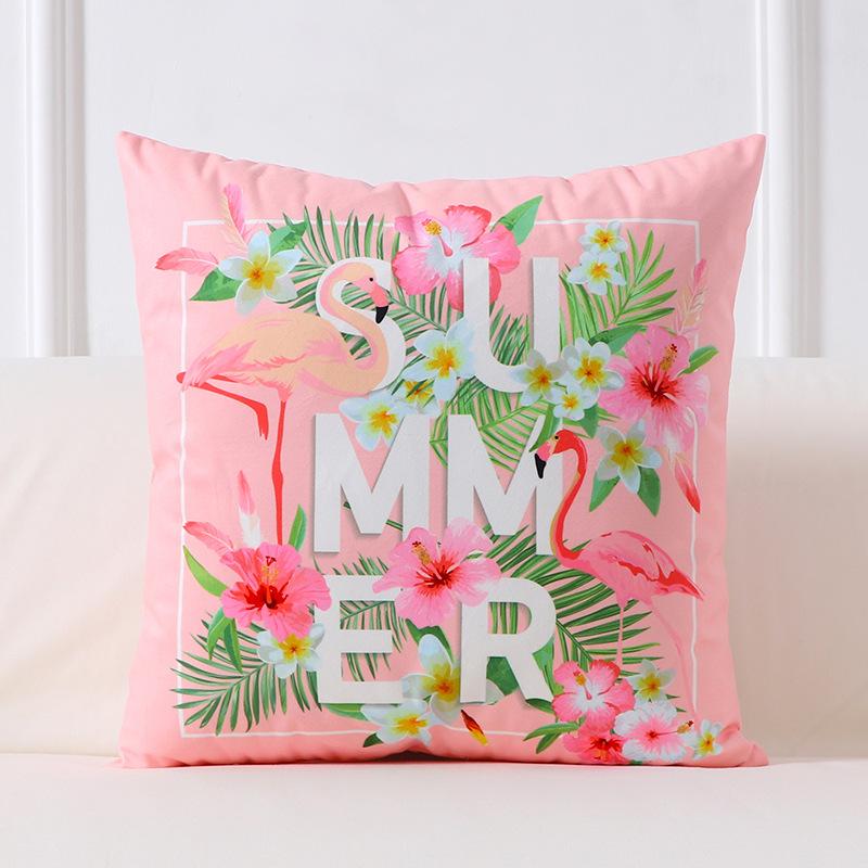 Flamingo Pillow Cushion Ins Wind Velvet Pillow Waist and Back Cushion Printed Square Pillow