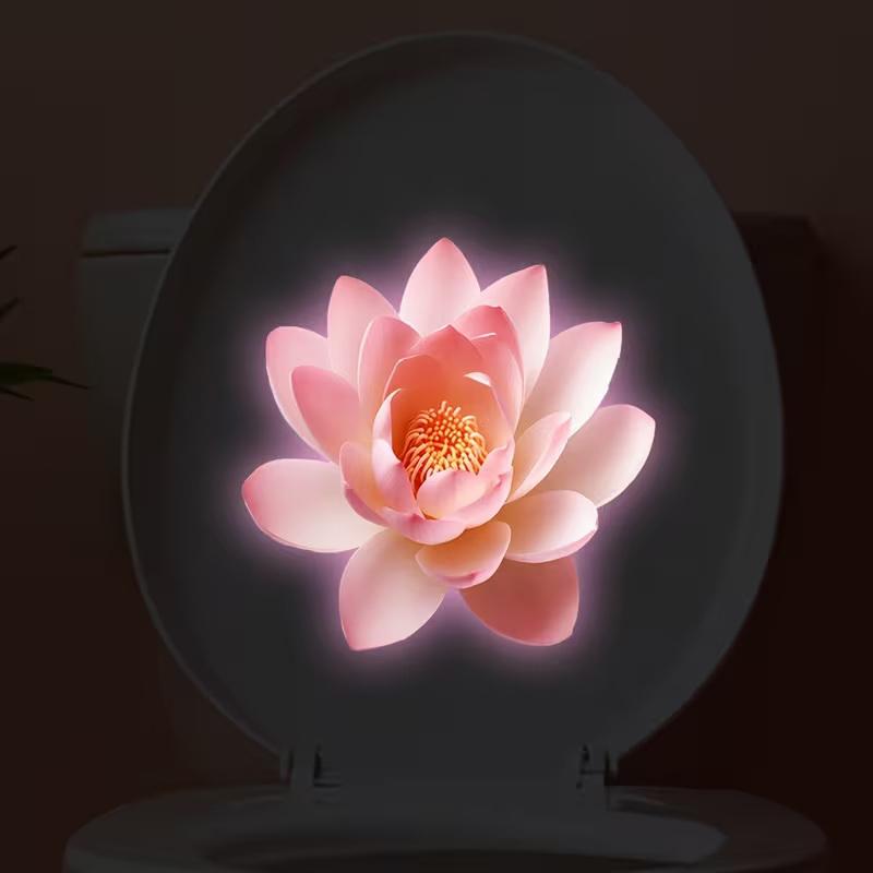 Adesivo Loto Luminoso per WC Decalcomania Floreale Luminescente Adesivo Rimovibile Autoadesivo Adesivo da Parete Adesivo per Pattumiere