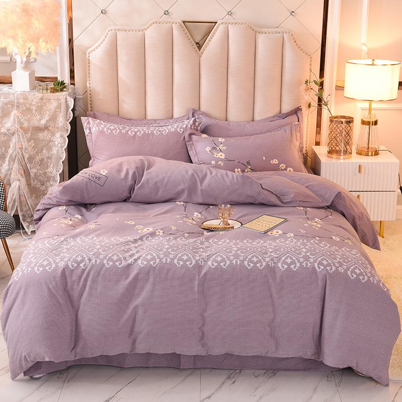 Thickened Brushed Pure Cotton Autumn/Winter Bedding Set - All-Season Universal (Four-Piece & Three-Piece Options)
