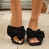 Fashion 2025 Summer Women’s Casual Slippers Bow Tie Outdoor Square Toe Classics Flat with Hot Sale Sandals for Plus Size Daily Slippers