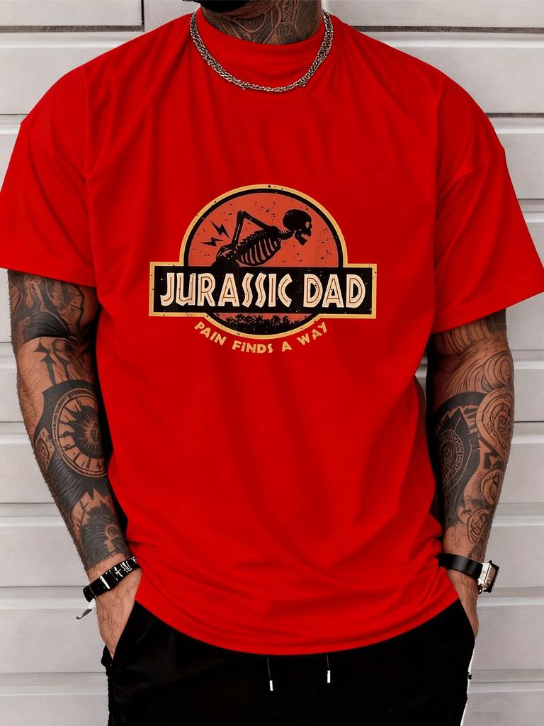 Jurassic Dad Dinosaur Skeleton Graphic Mens T Shirt Funny Father Vintage Short Sleeve Crew Neck Cotton Tee Dad Humor Casual Top