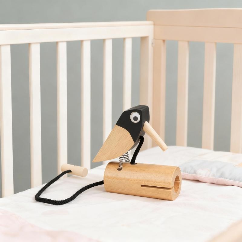 Orff Musical Instrument and Decorative Doorbell with Wood Pecker Design Wood Texture Suitable for Kids Playtimes Fun