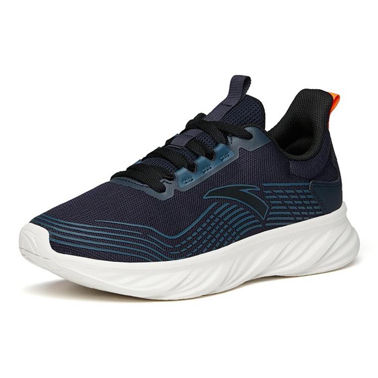 New Anta Running Collection Cushioned Slip Resistant Abrasion Resistant Breathable Low Top Running Shoes Men's Black Blue 112145571-2