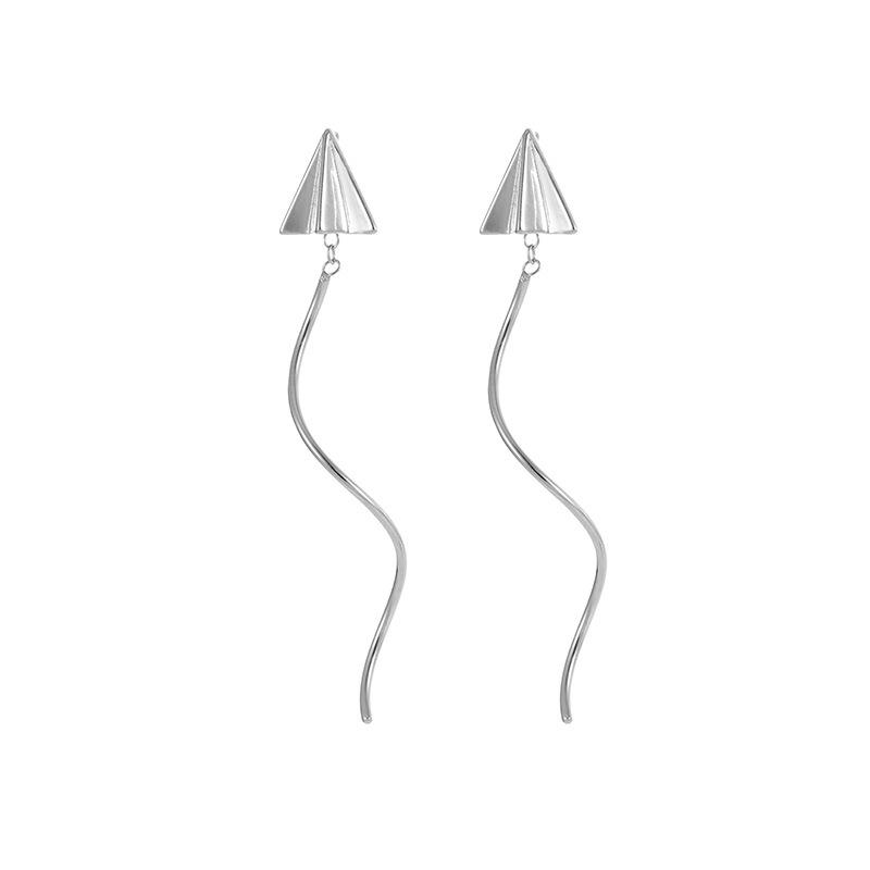 Banyan Tree Silver Paper Airplane Tassel Earrings: Simple, Nostalgic & Trendy Design