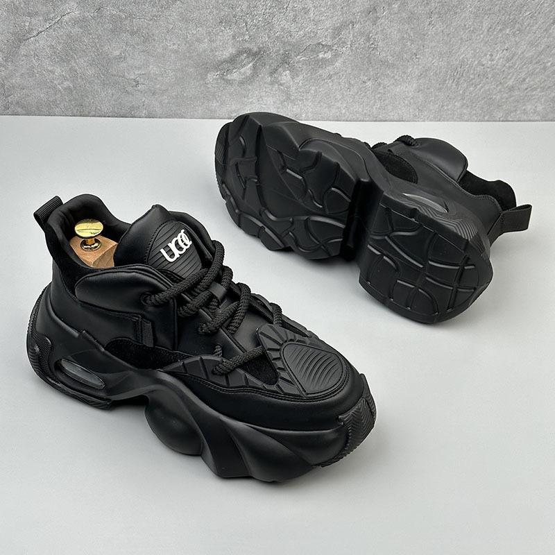 2025 Men's Non-Slip Thick Sole Dad Sneakers: Casual, Wear-Resistant, Versatile White Minimalist Shoes