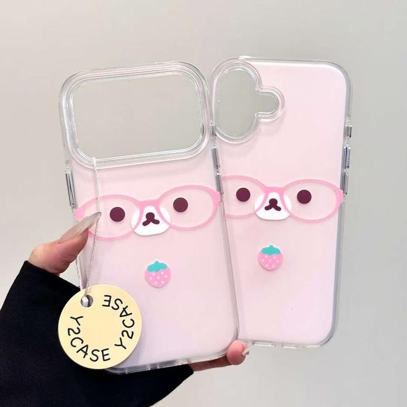 New Trendy INS Cute Strawberry Easy Bear Phone Case For iPhone 17 Promax 17Air 15 14 13 16 12 11Pro Max Plus Advenced Y2k Cover
