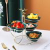 Iron Art Ceramics Snack Tray Decoration Display Stand Snacks Platter Fruit Plate Dried Fruit Snack Bowl Candy Plate Cake Stand