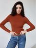 Womens  Casual Long Sleeve V Neck Chambray Blouse Top