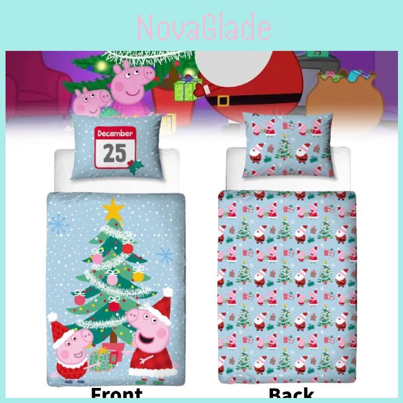 Peppa Pig Weihnachtliches Festdruck Bettwäscheset für Kinderzimmerdeko