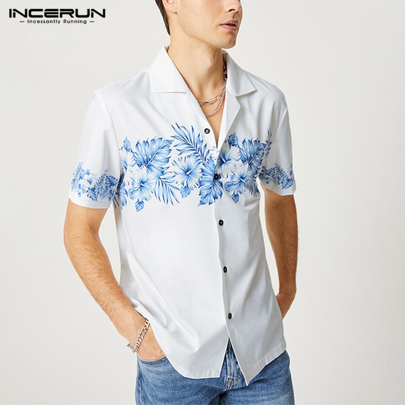 

INCERUN Лето Мужские короткие рукава Пуговицы Вверх Принт Свободные рубашки