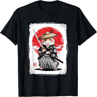 Hamster Samurai Ninja Vintage Anime Japanese Ukiyo-e T-Shirt