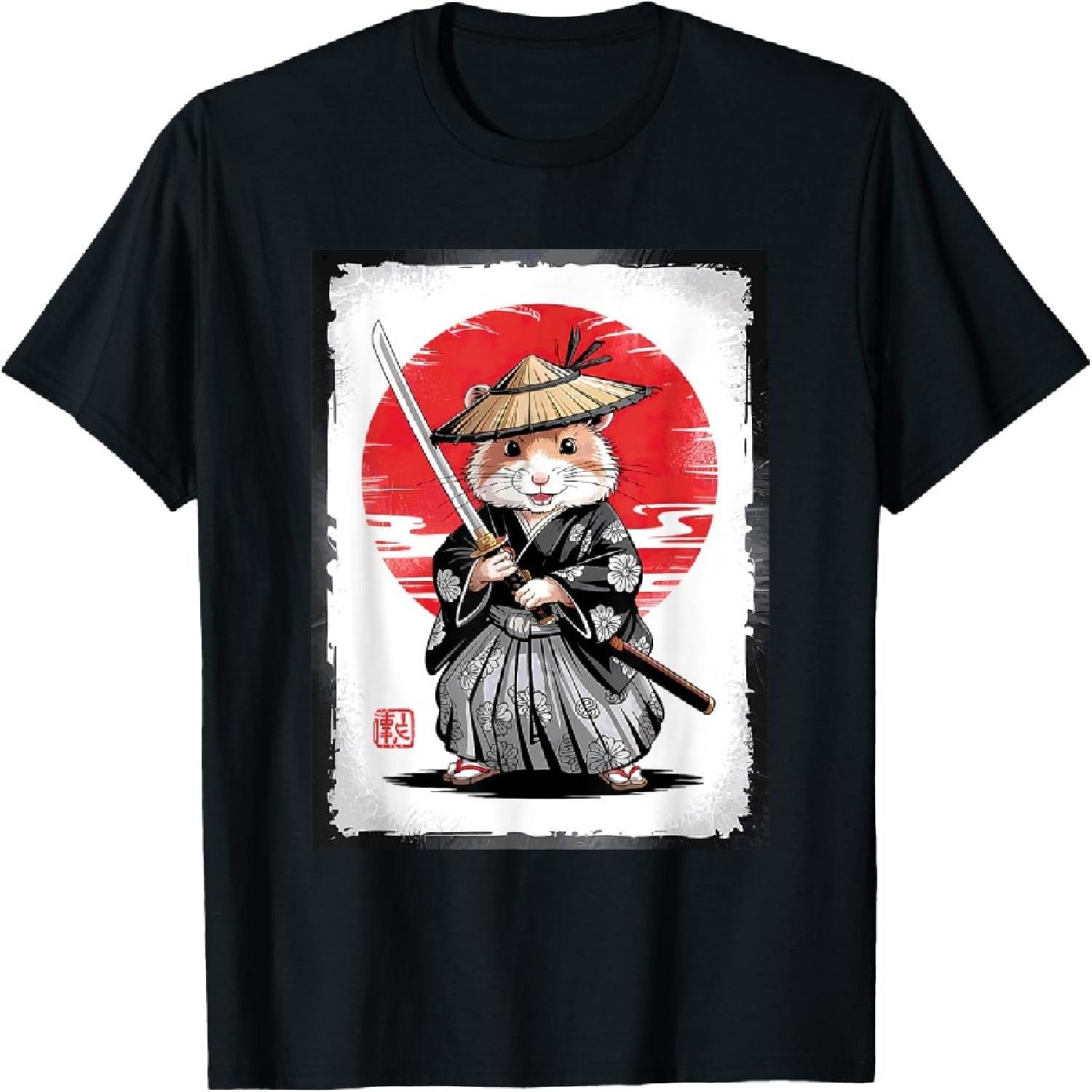 

Hamster Samurai Ninja Vintage Anime Japanese Ukiyo-e T-Shirt XXXXXL різнокольоровий