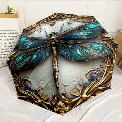 Dragonfly Artwork Design 8-Frame for Travel, Camping, Casual Lightweight Portable Umbrella, Essential for Every Family Holidays Birthday Gift