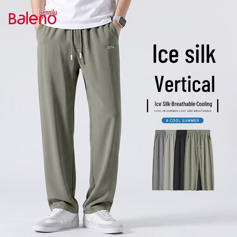 Baleno Men's Ice Silk Loose Fit Straight Pants