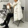 BITCED Women's Mid-Length Winter Waist-Defining Thickened Cotton Coat, Padded Jacket