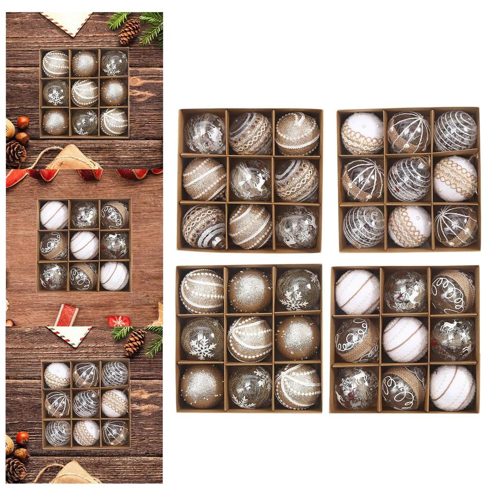 9Pcs Christmas Balls Ornaments New Year Holiday Xmas Tree Hanging Decoration