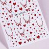 3pcs Valentine's Nail Stickers Red Love Lace Border Bow French Design Adhesive Nail Decal DIY Elegant Manicure Decoration